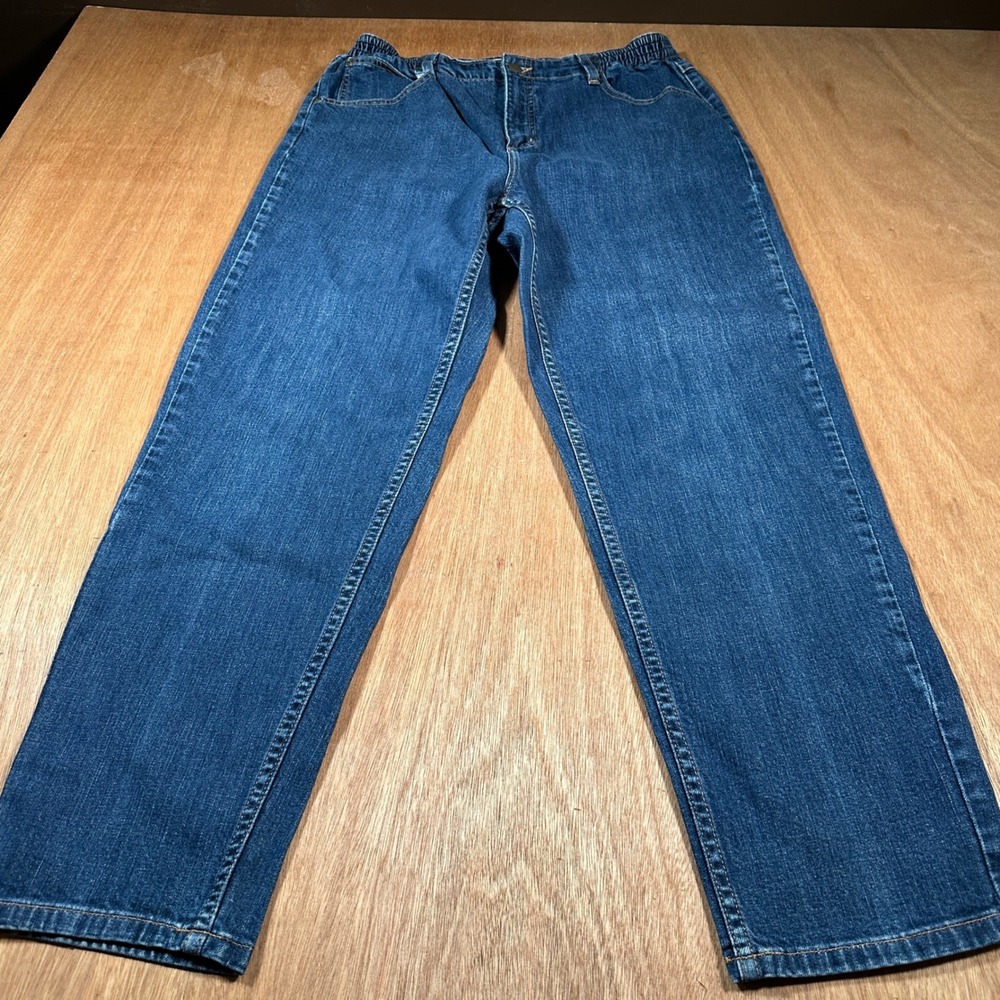 L.L. Bean Comfort Waist Jeans Women 12 Reg Blue Straight Leg Stretch Denim 0GTN6